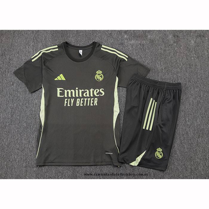 Chandal del Real Madrid 25-26 Manga Corta Gris Verde - Pantalon Corto